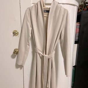 Zara faux suede hooded wrap coat